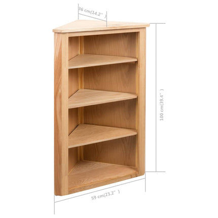 Étagère D'angle 59X36X100 Cm Bois De Chêne Massif