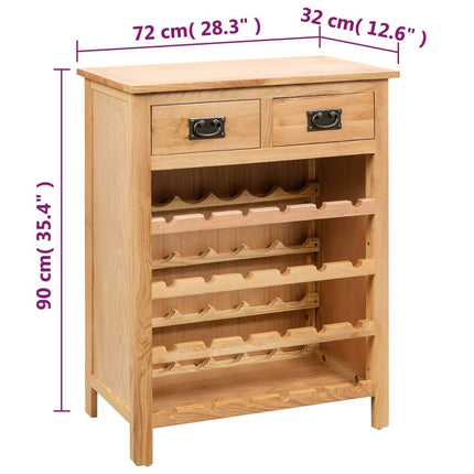 Casier À Bouteilles 72 X 32 X 90 Cm Bois De Chêne Massif Marron