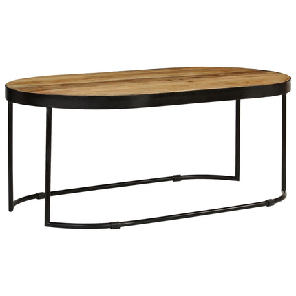 Table Basse Ovale Bois Massif De Manguier Brut Et Acier 100 Cm