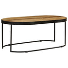 Table Basse Ovale Bois Massif De Manguier Brut Et Acier 100 Cm