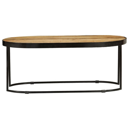Table Basse Ovale Bois Massif De Manguier Brut Et Acier 100 Cm