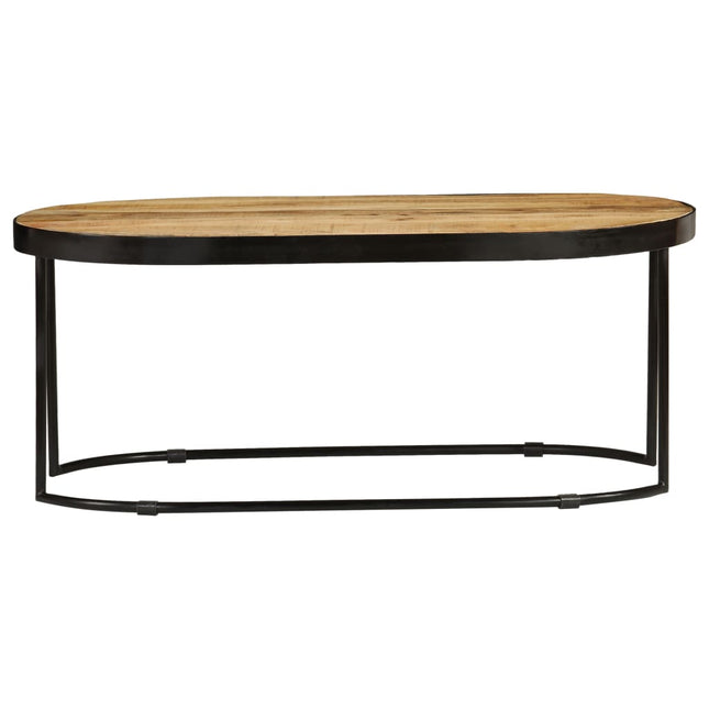Table Basse Ovale Bois Massif De Manguier Brut Et Acier 100 Cm