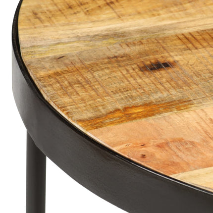Table Basse Ovale Bois Massif De Manguier Brut Et Acier 100 Cm