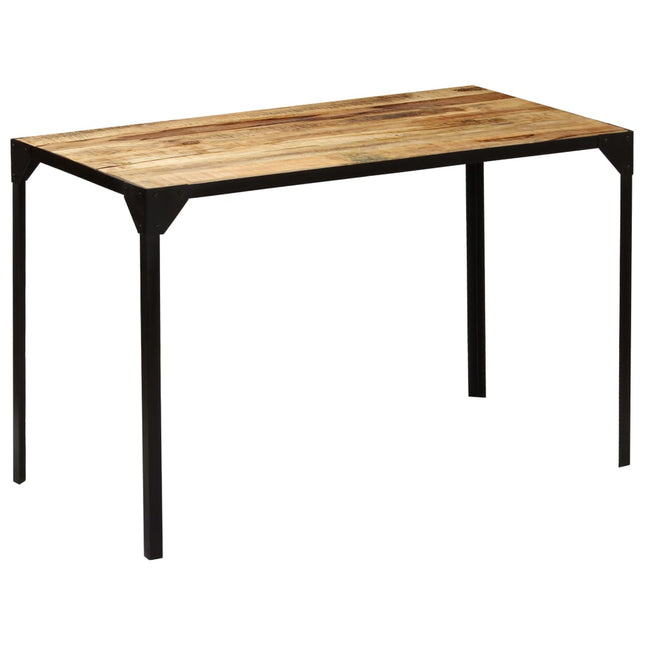 Table À Manger Bois De Manguier Brut Massif Et Acier 120 Cm