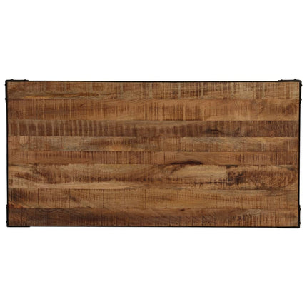 Table À Manger Bois De Manguier Brut Massif Et Acier 120 Cm