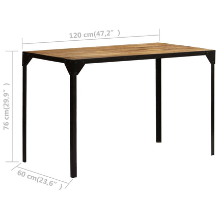 Table À Manger Bois De Manguier Brut Massif Et Acier 120 Cm