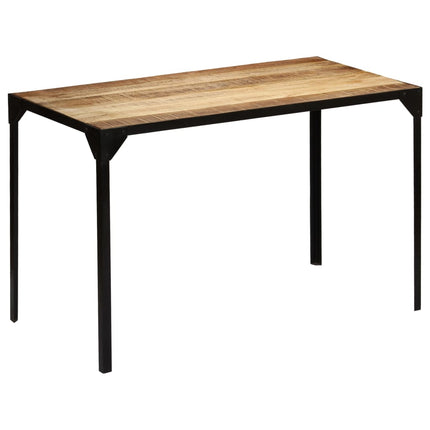 Table À Manger Bois De Manguier Brut Massif Et Acier 120 Cm