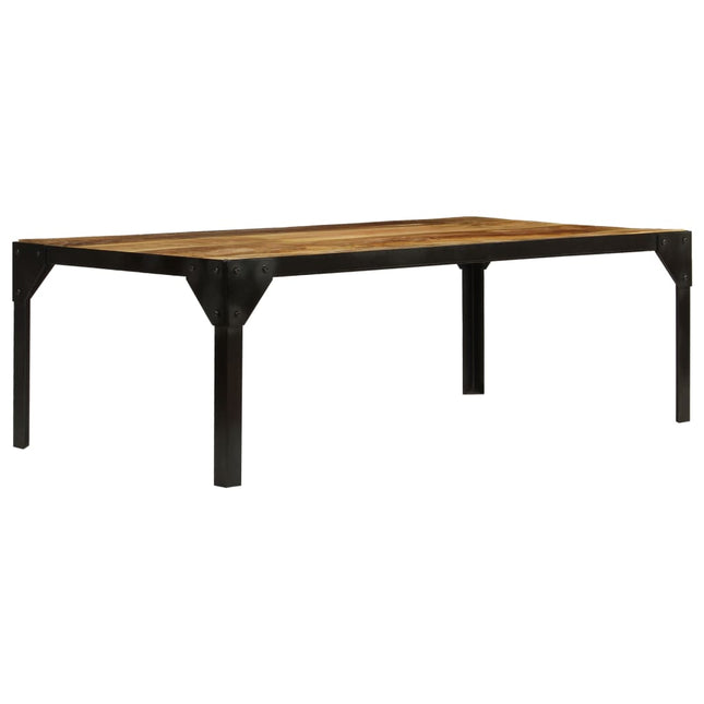 Table Basse Bois Massif De Manguier Brut Et Acier 110 Cm
