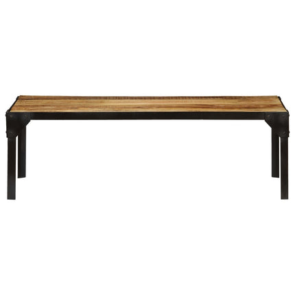 Table Basse Bois Massif De Manguier Brut Et Acier 110 Cm