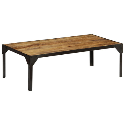 Table Basse Bois Massif De Manguier Brut Et Acier 110 Cm