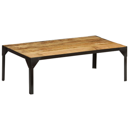 Table Basse Bois Massif De Manguier Brut Et Acier 110 Cm