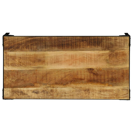 Table Basse Bois Massif De Manguier Brut Et Acier 110 Cm