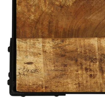 Table Basse Bois Massif De Manguier Brut Et Acier 110 Cm