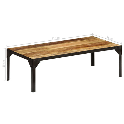 Table Basse Bois Massif De Manguier Brut Et Acier 110 Cm