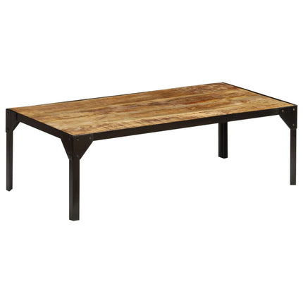 Table Basse Bois Massif De Manguier Brut Et Acier 110 Cm