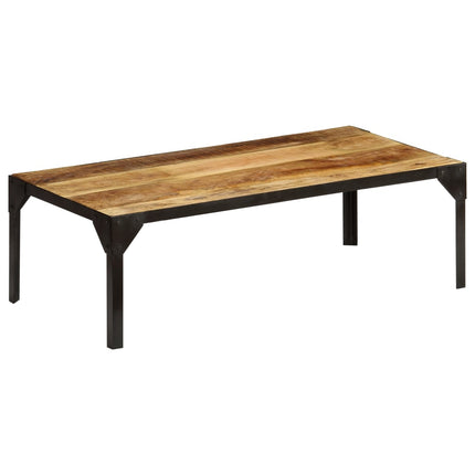 Table Basse Bois Massif De Manguier Brut Et Acier 110 Cm