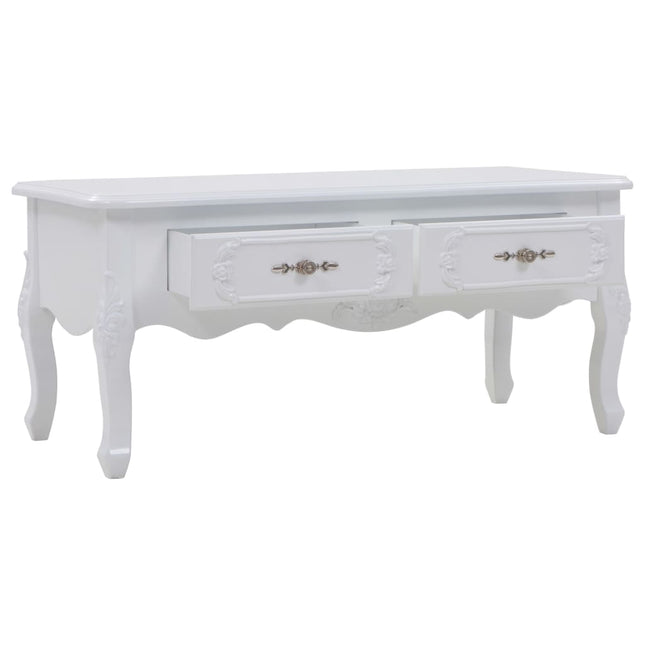 Table Basse 100X50X46 Cm Blanc