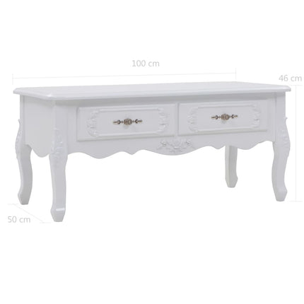 Table Basse 100X50X46 Cm Blanc