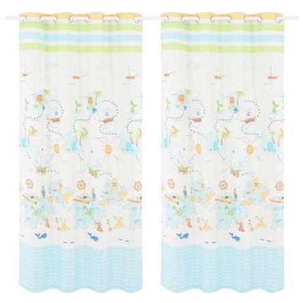 Rideau Occultant Imprimé Enfants 2 Pcs 140X240 Cm Voyager Monde