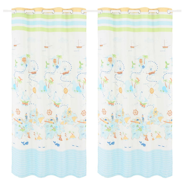 Rideau Occultant Imprimé Enfants 2 Pcs 140X240 Cm Voyager Monde