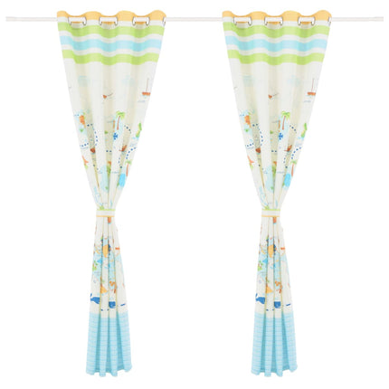 Rideau Occultant Imprimé Enfants 2 Pcs 140X240 Cm Voyager Monde