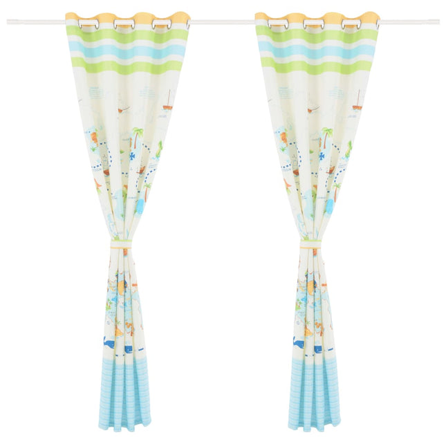 Rideau Occultant Imprimé Enfants 2 Pcs 140X240 Cm Voyager Monde