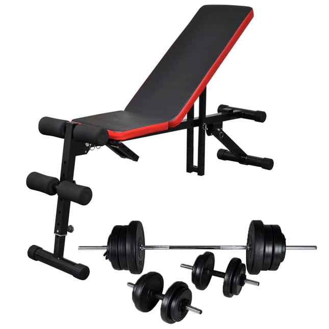 Banc D'entraînement Réglable Avec Jeu D'haltères 60,5 Kg