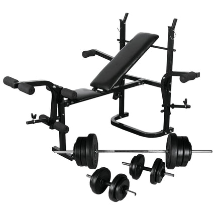 Banc D'entraînement Avec Support De Poids Jeu D'haltères 60,5Kg