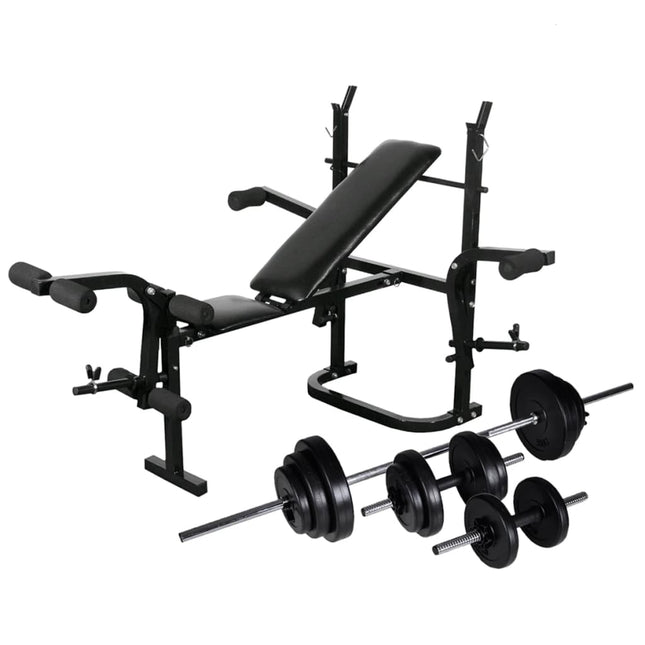 Banc D'entraînement Avec Support De Poids Jeu D'haltères 60,5Kg