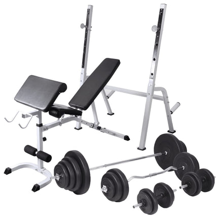 Banc D'entraînement Et Support De Poids Jeu D'haltères 60,5 Kg