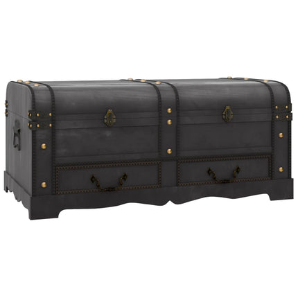 Coffre De Rangement Bois Noir 90 X 51 X 42 Cm