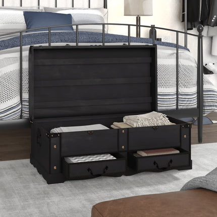 Coffre De Rangement Bois Noir 90 X 51 X 42 Cm