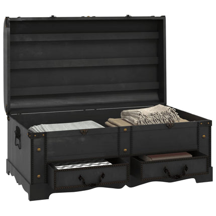 Coffre De Rangement Bois Noir 90 X 51 X 42 Cm