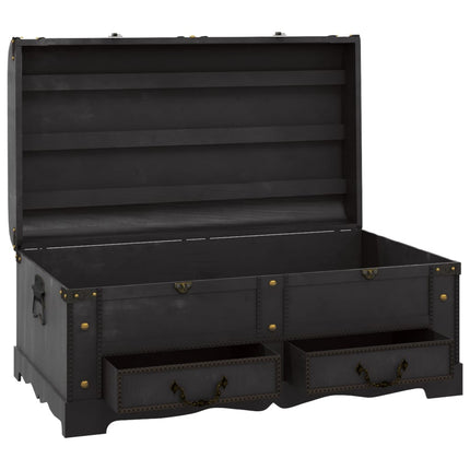 Coffre De Rangement Bois Noir 90 X 51 X 42 Cm
