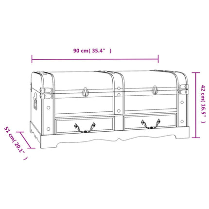 Coffre De Rangement Bois Noir 90 X 51 X 42 Cm