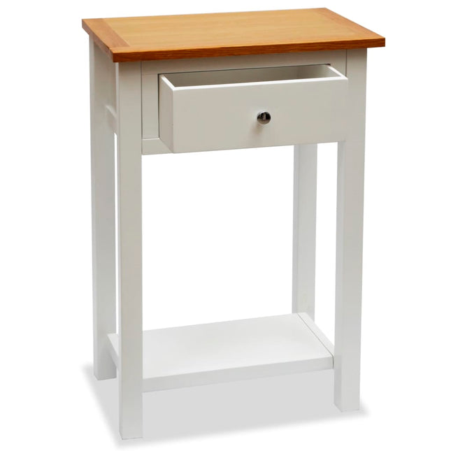Table D'appoint 50 X 32 X 75 Cm Bois De Chêne Massif