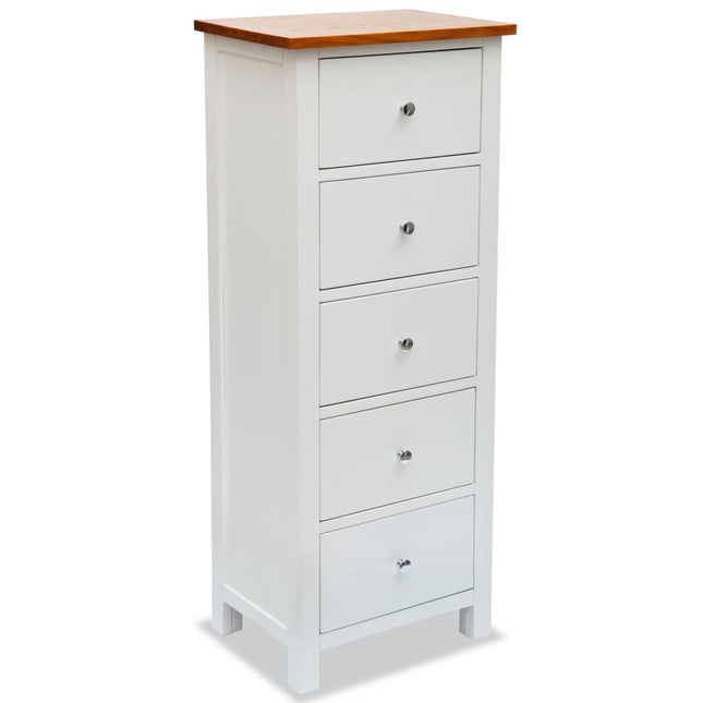 Commode Haute 45X32X115 Cm Bois De Chêne Massif
