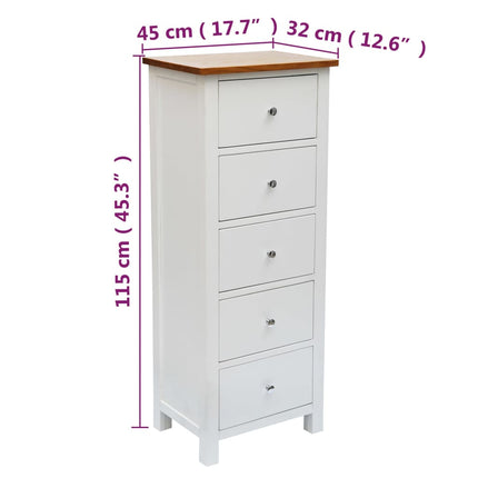 Commode Haute 45X32X115 Cm Bois De Chêne Massif