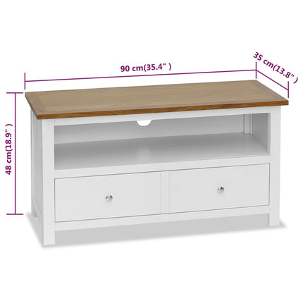 Meuble Tv 90X35X48 Cm Bois De Chêne Massif