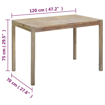 Table De Salle À Manger 120X70X75 Cm Bois Solide D'acacia