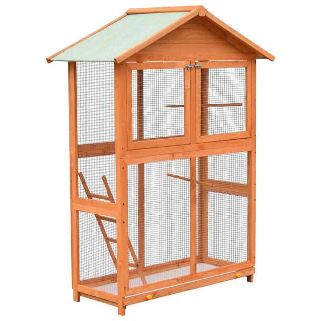 Cage À Oiseaux Pin Massif Et Bois De Sapin 125,5X59,5X164 Cm Beige