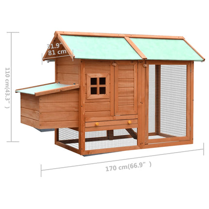 Poulailler Bois De Pin Massif Et Sapin 170X81X110 Cm