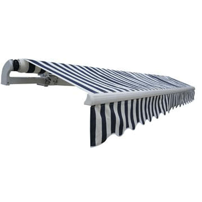 Auvent Pliable Motorisé Bleu/Blanc