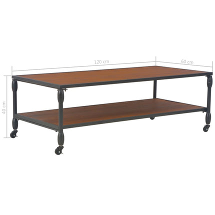 Table Basse Avec Étagère 120X60X40 Cm Bois De Sapin Massif