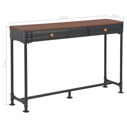 Table Console Avec 2 Tiroirs 120X30X75 Cm Bois De Sapin Massif