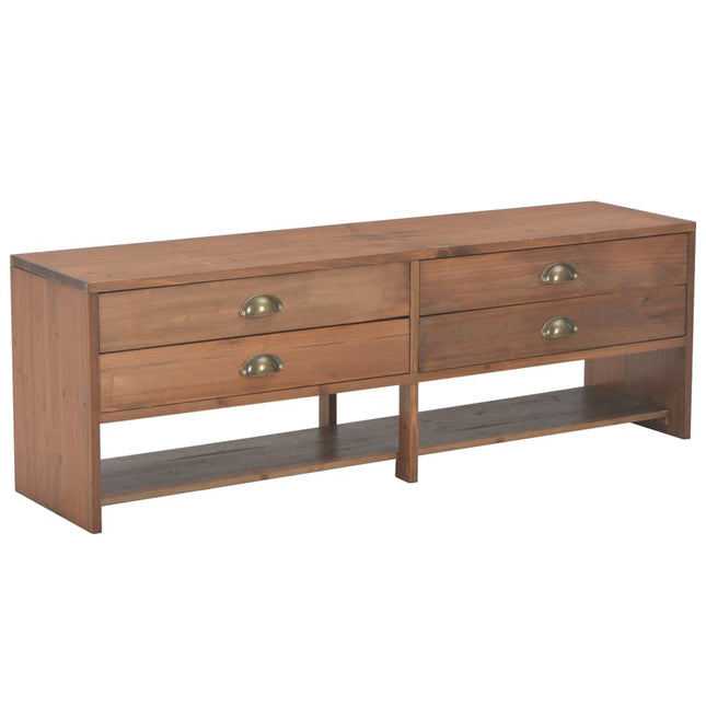 Meuble Tv Avec 4 Tiroirs 120X30X40 Cm Bois Massif De Sapin