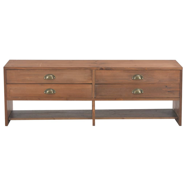 Meuble Tv Avec 4 Tiroirs 120X30X40 Cm Bois Massif De Sapin