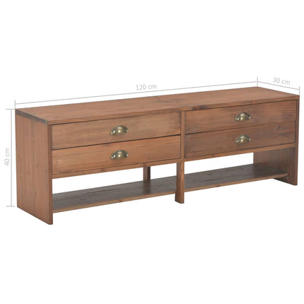 Meuble Tv Avec 4 Tiroirs 120X30X40 Cm Bois Massif De Sapin