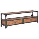 Meuble Tv Avec 2 Tiroirs 120X30X40 Cm Bois Massif De Pin