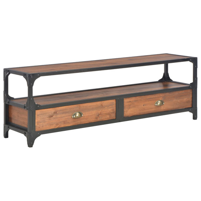 Meuble Tv Avec 2 Tiroirs 120X30X40 Cm Bois Massif De Pin